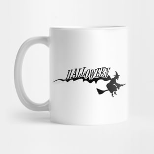 Silhouette of Witch Flying on Broomstick for Halloween Mug